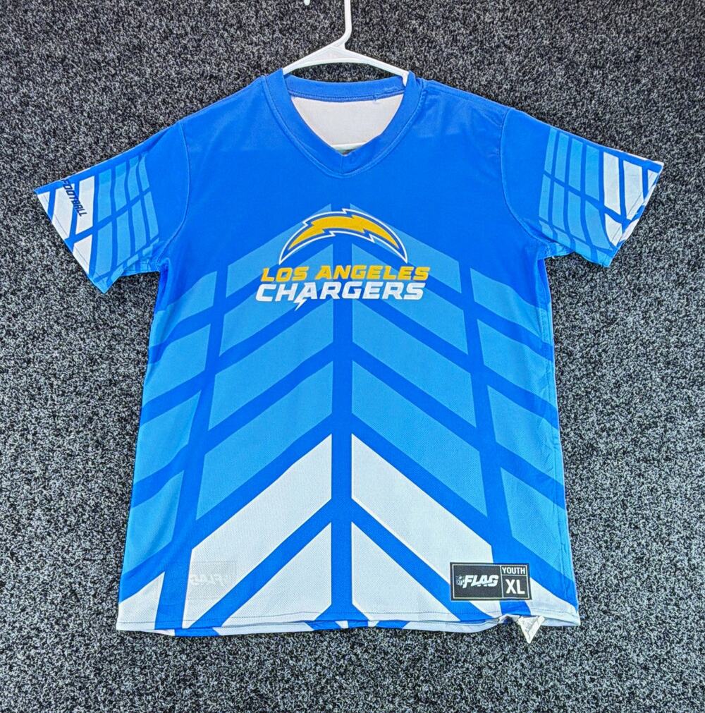 NFL Flag Los Angeles Chargers Youth XL Football Jersey Short Sleeve Blue